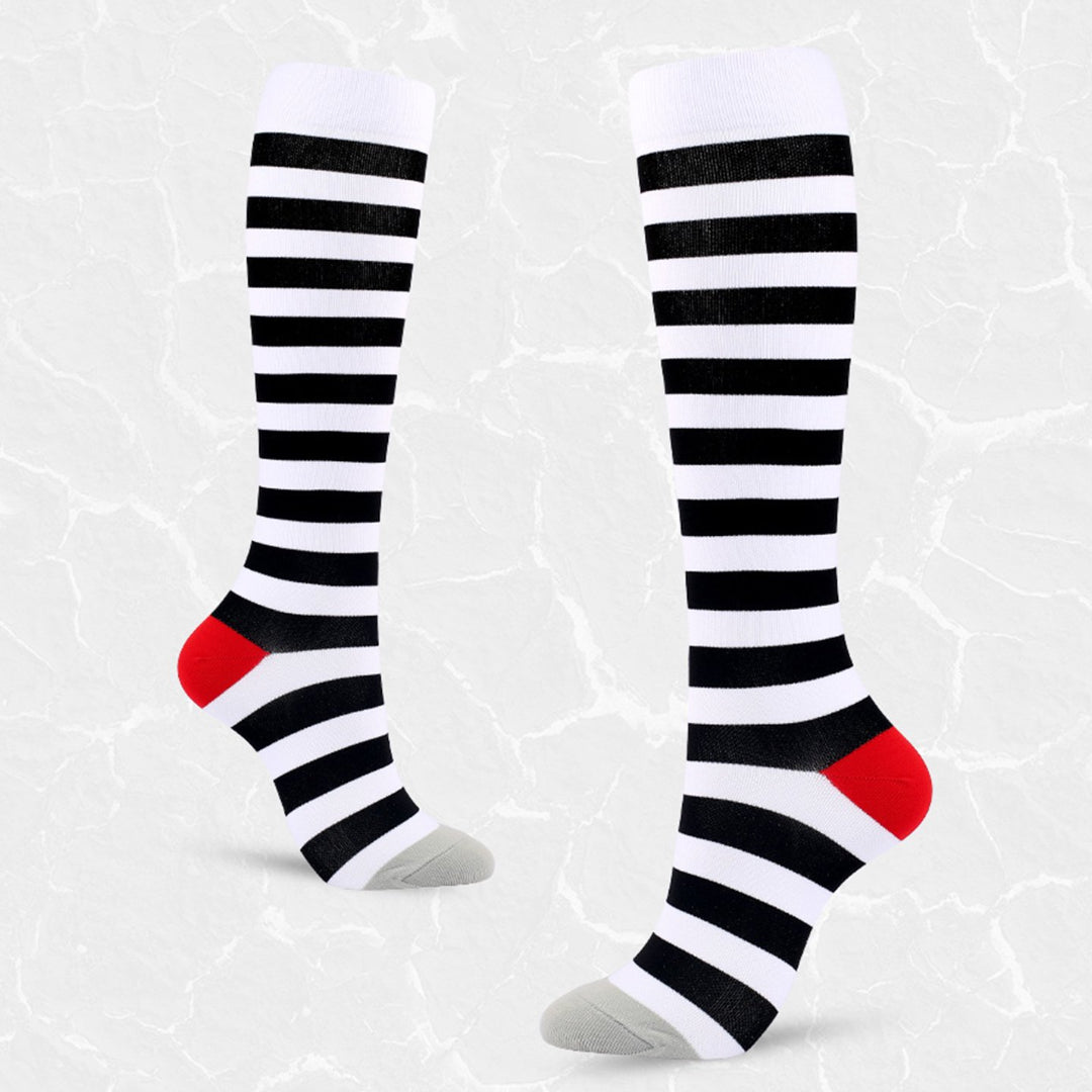 Black and White Striped Knee High (Compression Socks)