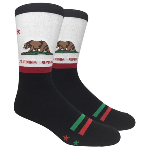 California Republic Bear Flag Socks (Adult Large - Men's Shoe Sizes 8-12)