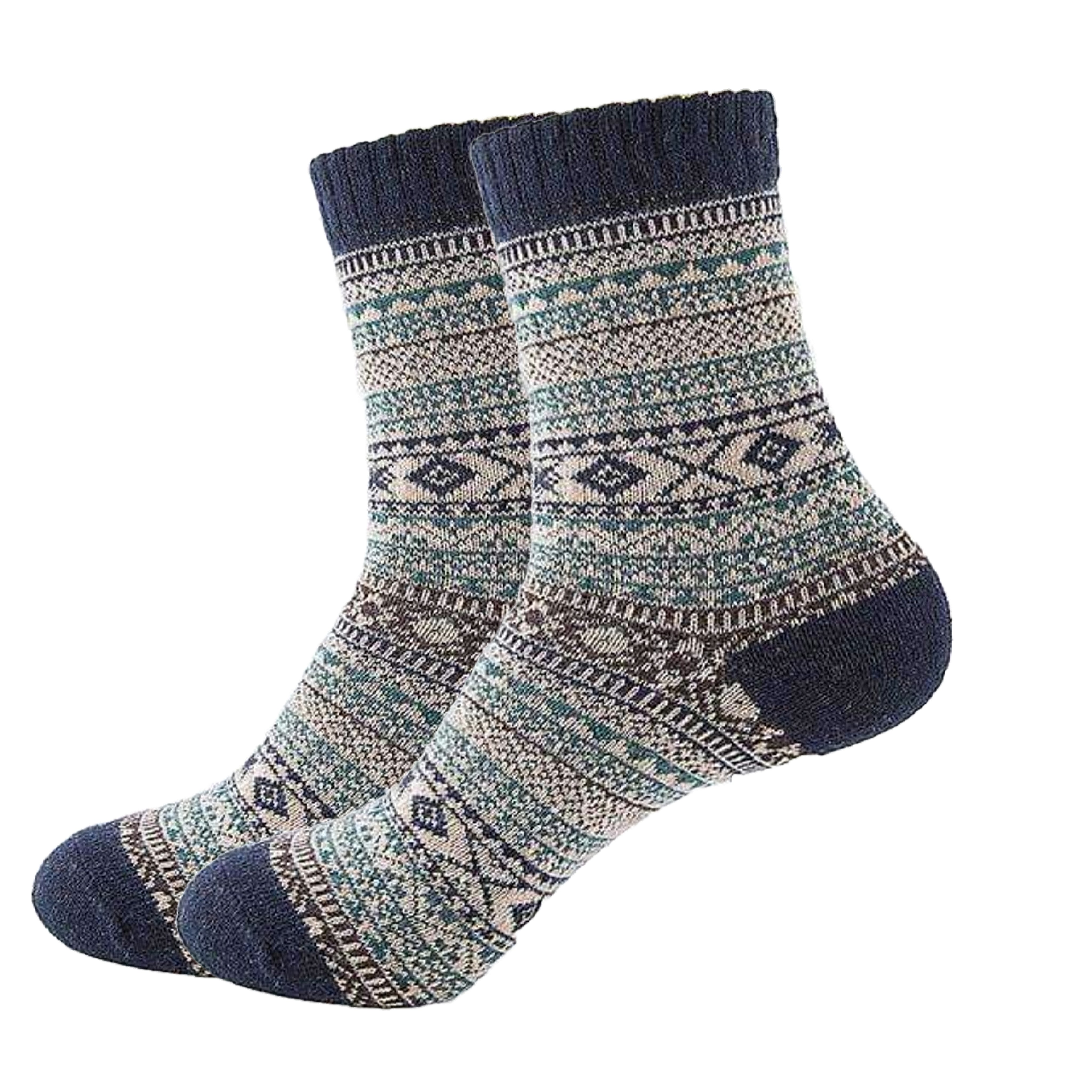 Warm Woolen Block Knitting Socks (Adult Medium - Women's Shoe Sizes 5-10)