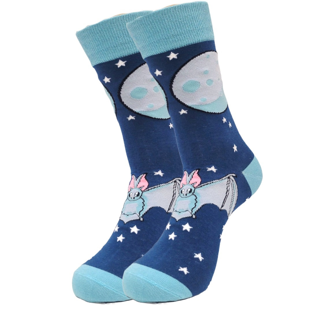 Night Bat Under the Moon Socks (Adult Medium - Women's Shoe Sizes 5-10)