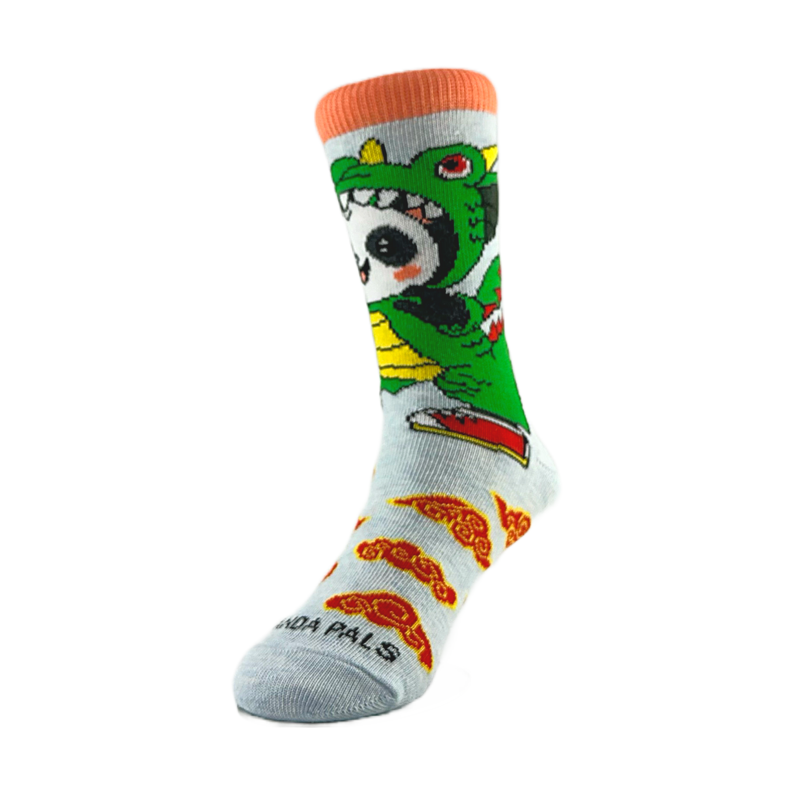 Panda Wearing Dragon Costume Socks for Kids (Ages 3-7)