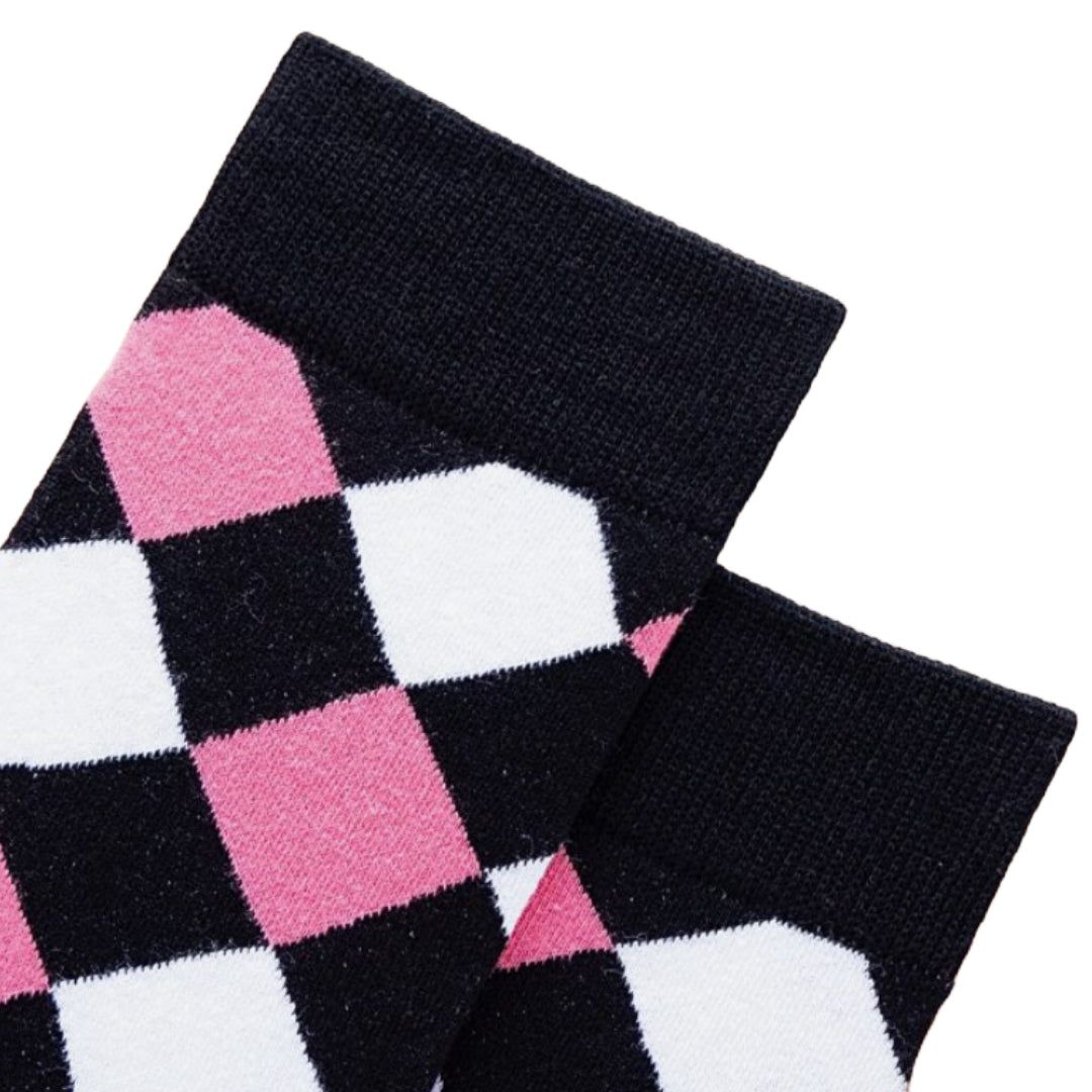 Pink and White Diamond Pattern Socks (Adult Medium - Women's Shoe Sizes 5-10)