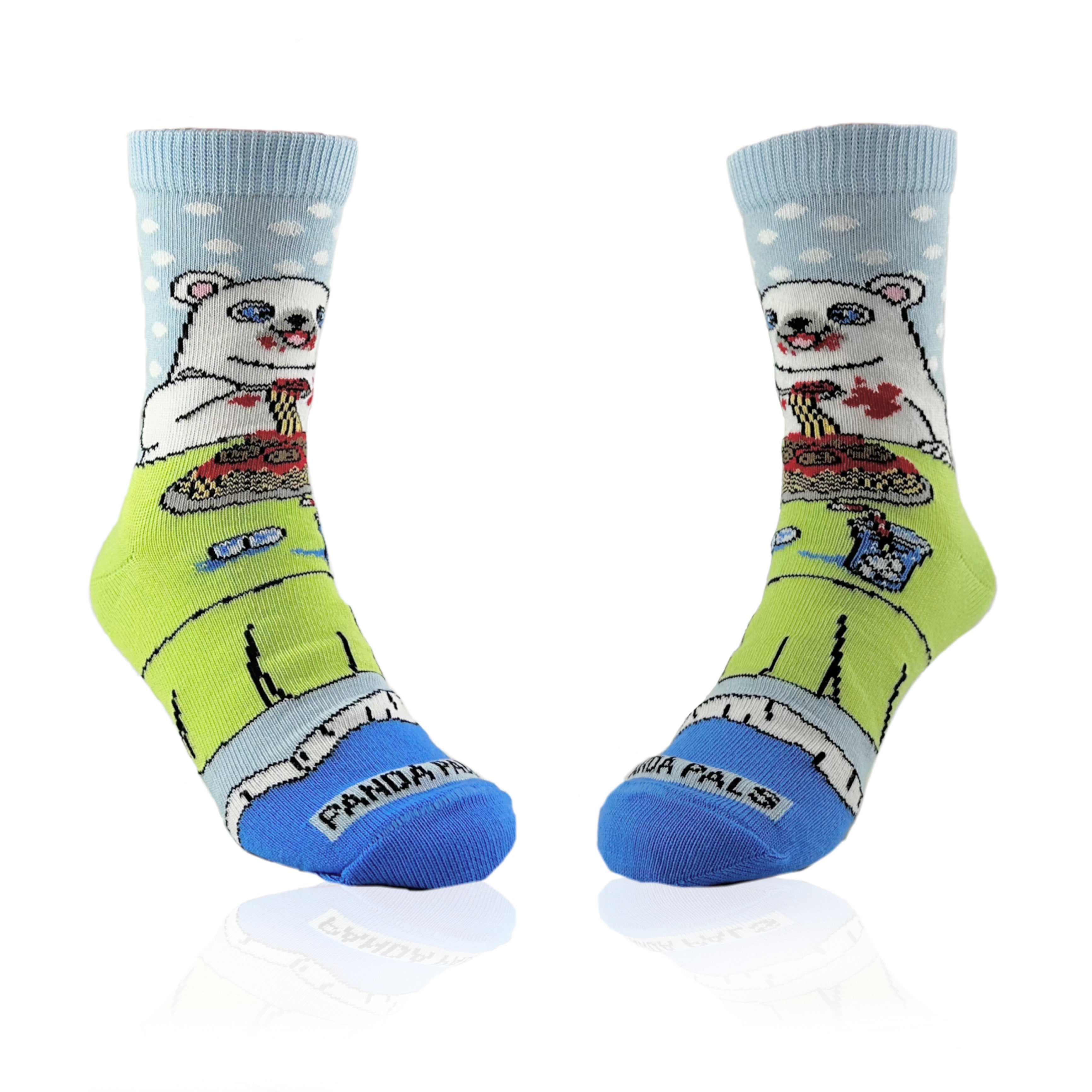 Polar Bear Eating Spaghetti Socks from the Sock Panda (Ages 3-7)