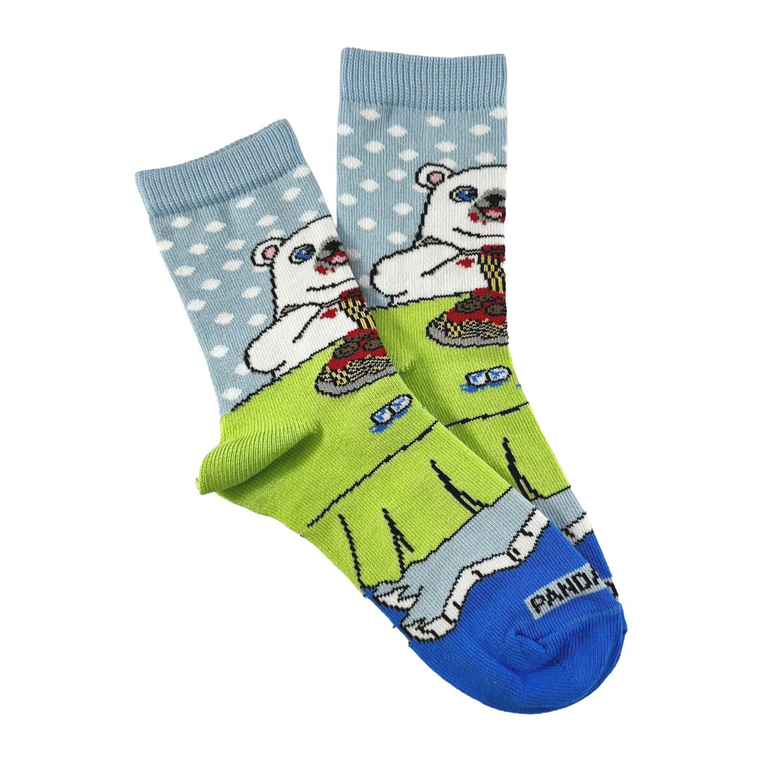 Polar Bear Eating Spaghetti Socks from the Sock Panda (Ages 3-7)