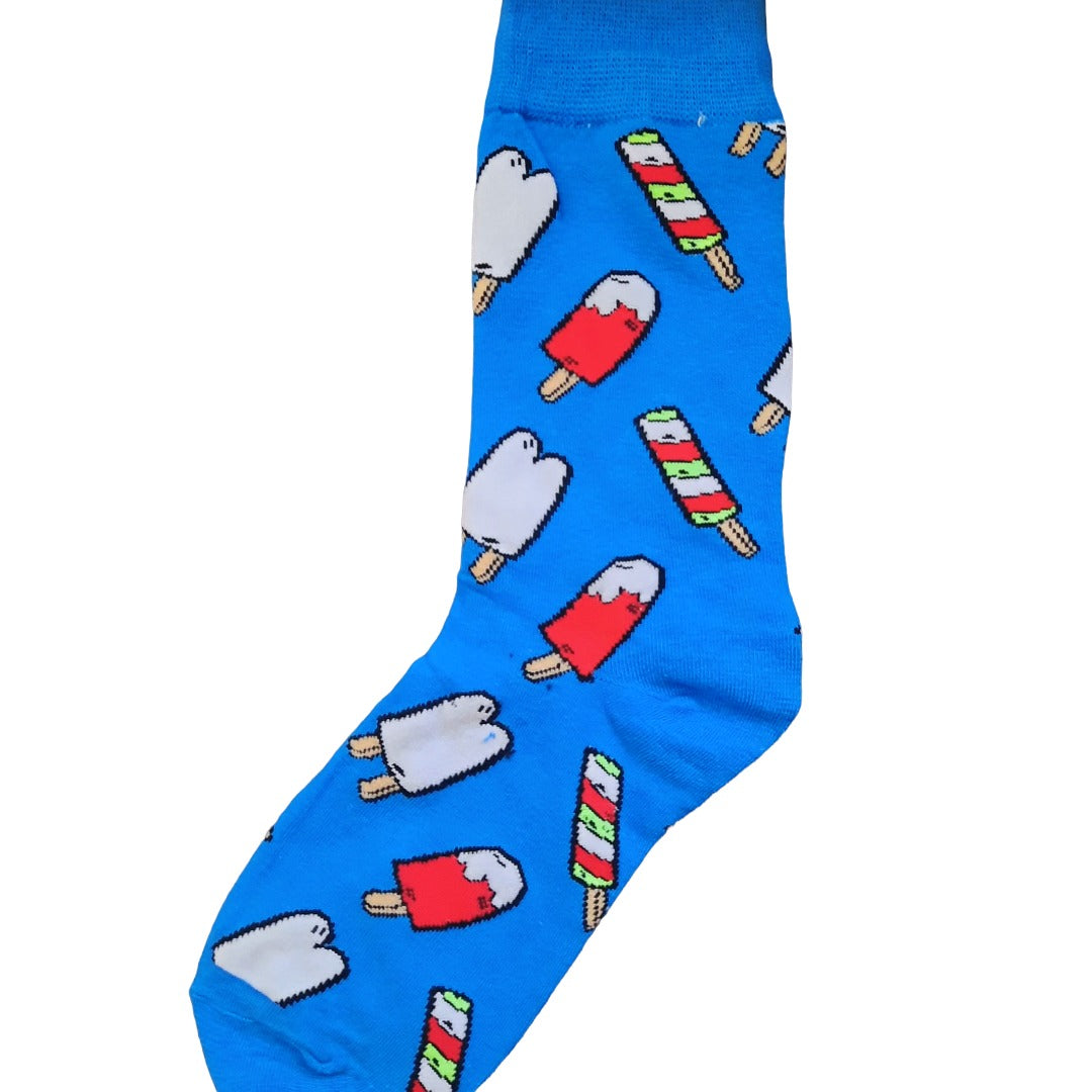 Blue Popsicle Patterned Socks (Adult Medium - Women's Shoe Sizes 5-10)
