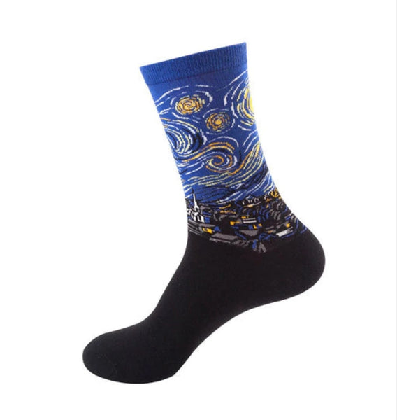 Famous Art Socks (Men's & Women's Sizes) Starry Night
