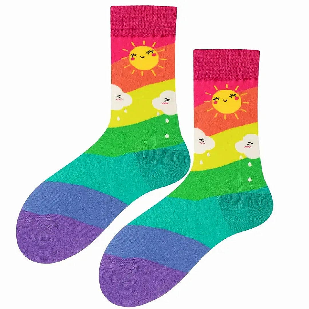 Rainbow Sun and Clouds Socks from the Sock Panda (Adult Medium)