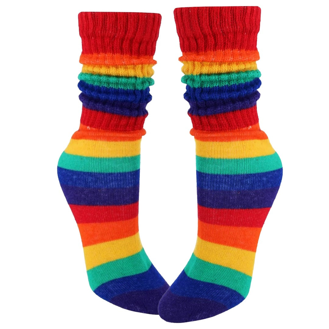 Dark Rainbow Slouch Socks (Adult Medium) - Heavyweight