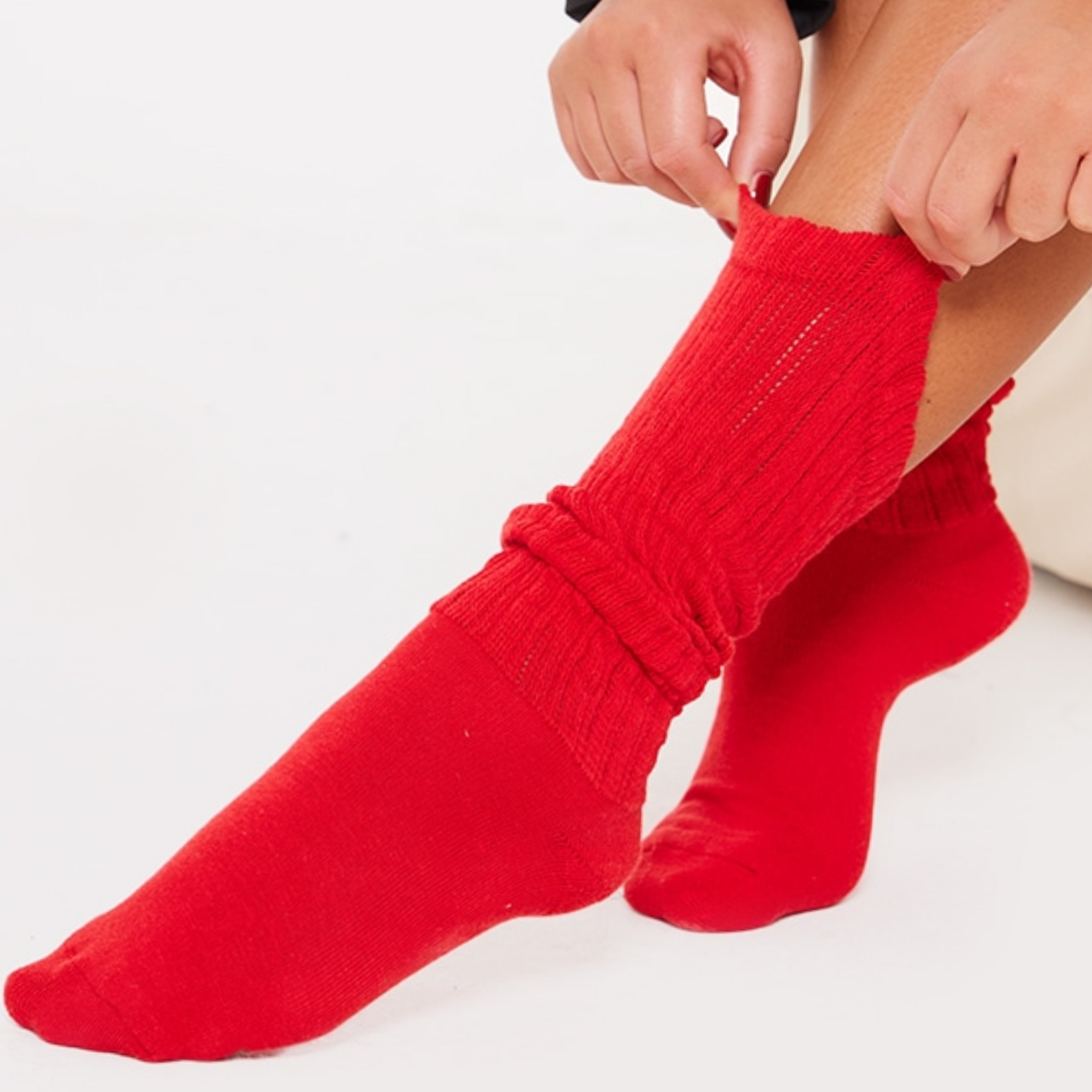Red Slouch Socks (Adult Medium - Women's Shoe Sizes 5-10)