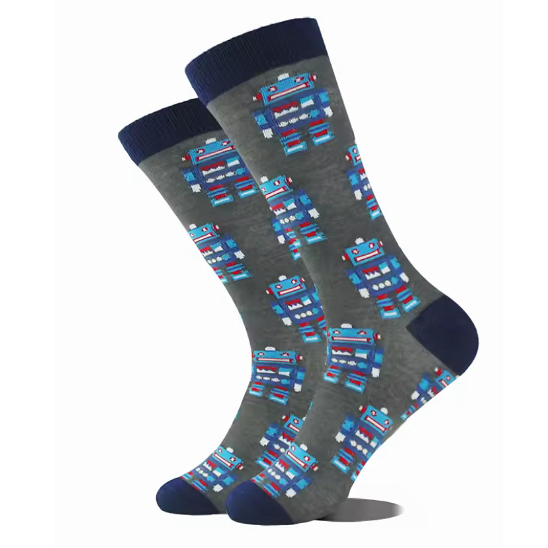 Robot Pattern Socks from the Sock Panda (Adult Large - Men's Shoe Sizes 8-12)