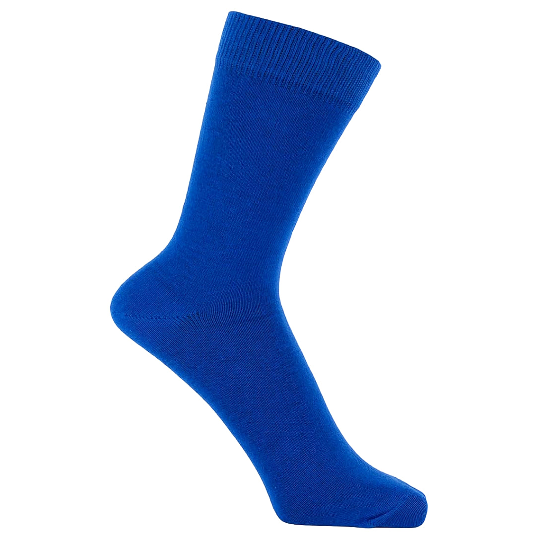 Solid Color Crew Cotton Dress Socks - Royal Blue