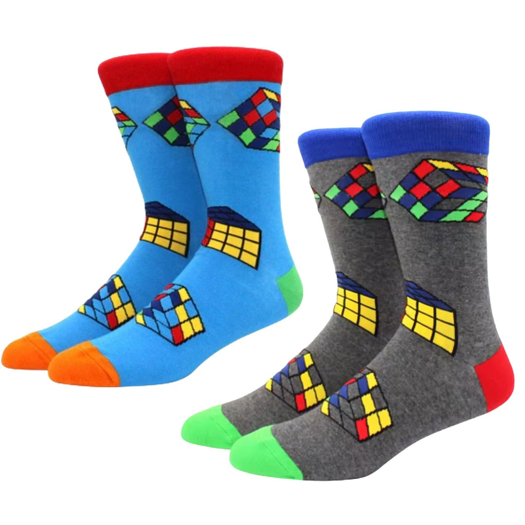 Fun Puzzle Cube Socks - Sock Panda (Adult Large - Men's Shoe Sizes 8-12)