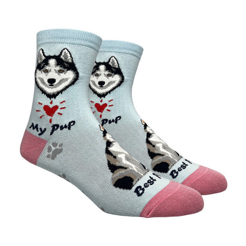 Siberian Husky Dog Socks (Adult Medium - Women's Shoe Sizes 5-10)