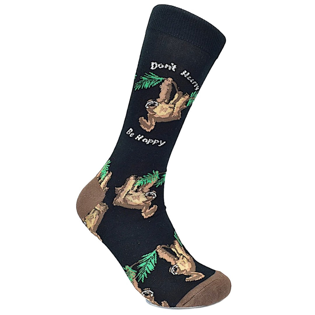 Don't Hurry, Be Happy Sloth Socks (Adult Large - Men's Shoe Sizes 8-12)