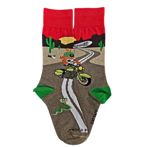 Slow Animals on a Motorcycle Socks from the Sock Panda (Adult Small -  Shoe Sizes 2-5)
