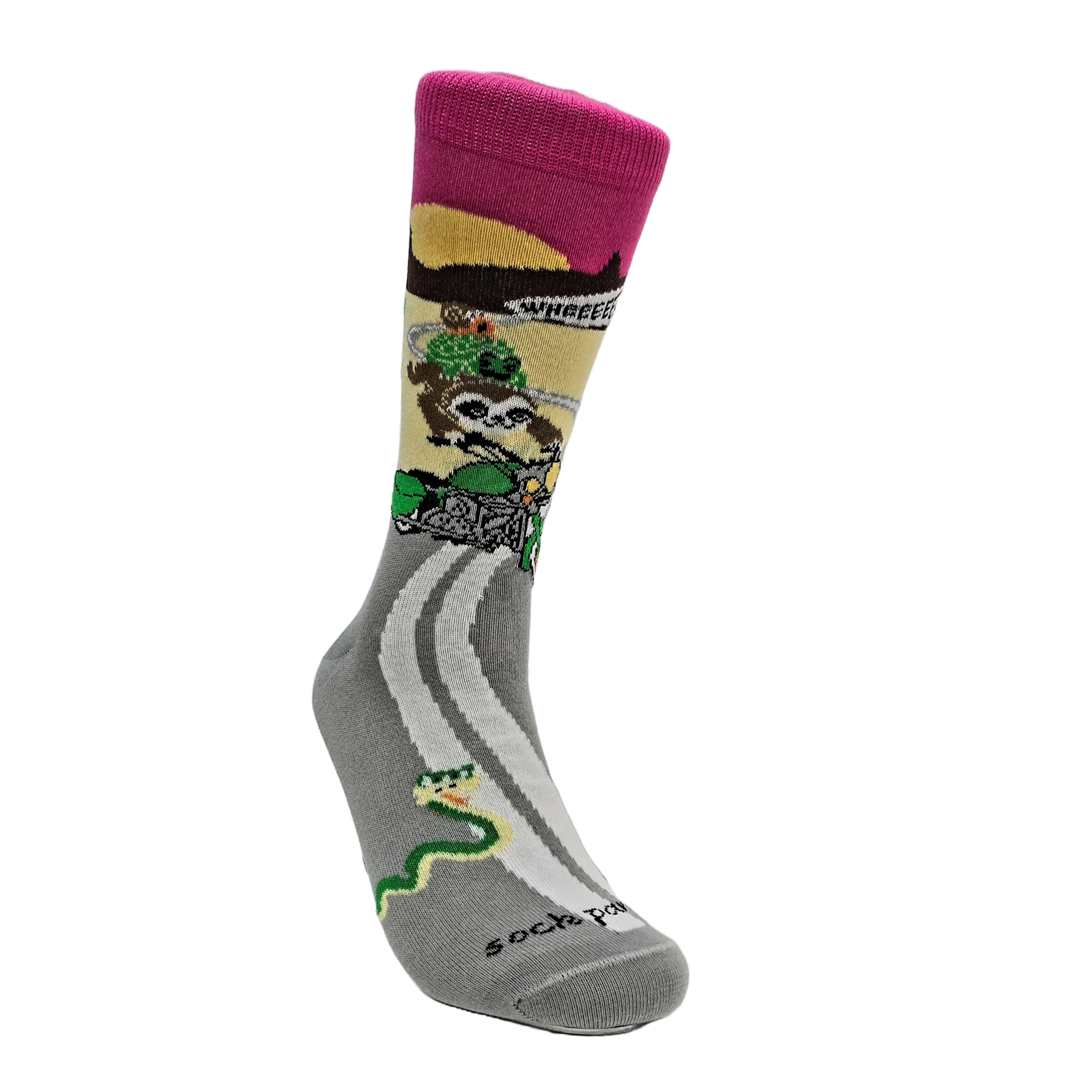 Slow Animals on a Motorcycle Socks from the Sock Panda (Adult Medium - Women's Shoe Sizes 5-10)