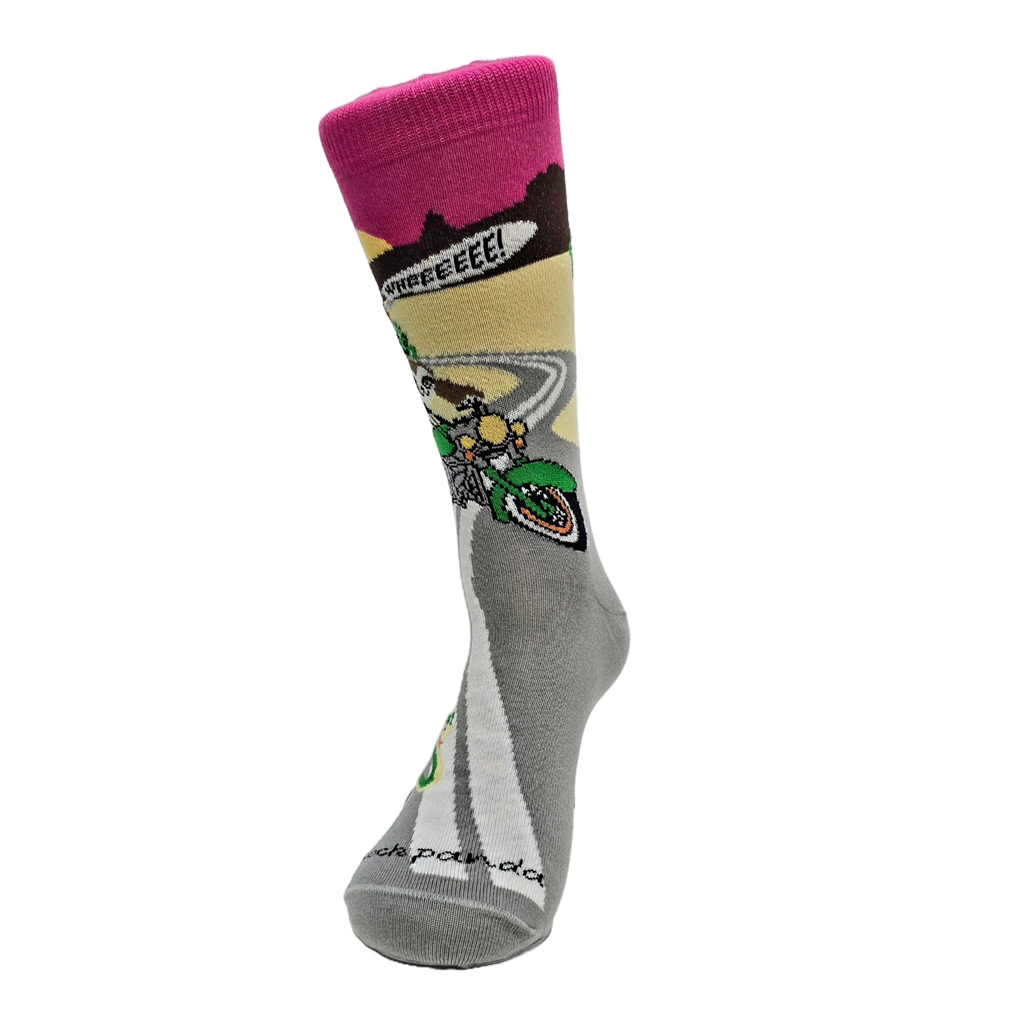 Slow Animals on a Motorcycle Socks from the Sock Panda (Adult Medium - Women's Shoe Sizes 5-10)