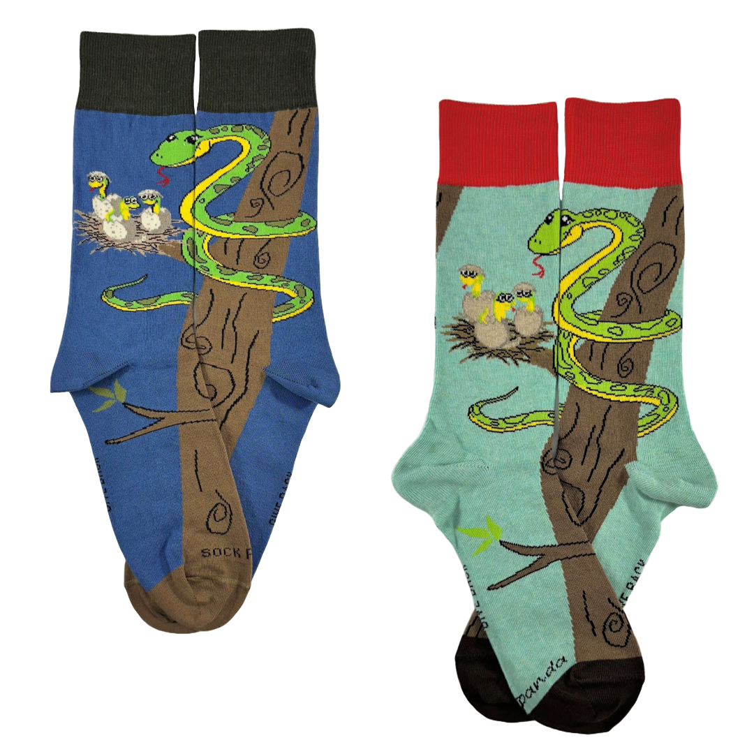 Happy Tree Snake with Babies Socks from the Sock Panda Both Pairs