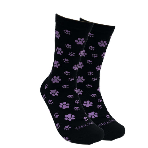 Purple Paw Print Dog Lover Socks from the Sock Panda (Adult Medium - Women's Shoe Sizes 5-10)