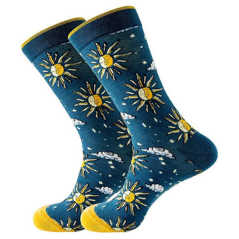 Sun and Clouds Pattern Socks from the Sock Panda (Adult Large - Men's Shoe Sizes 8-12)