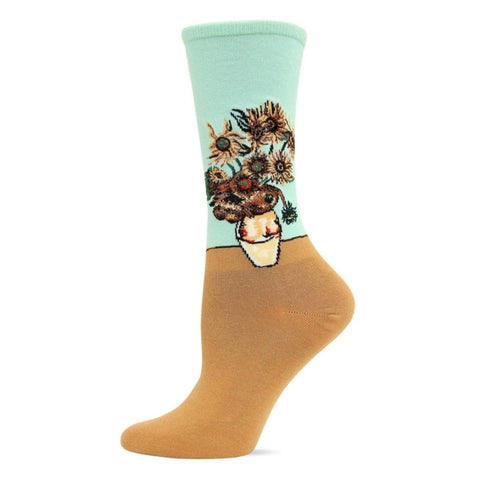 Van Gogh's Sunflowers Crew Socks from the Sock Panda (Adult Medium - Women's Shoe Sizes 5-10)