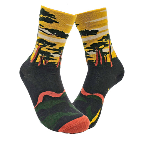 Sunset Trees Socks from the Sock Panda (Adult Medium - Women Shoe 5-10)