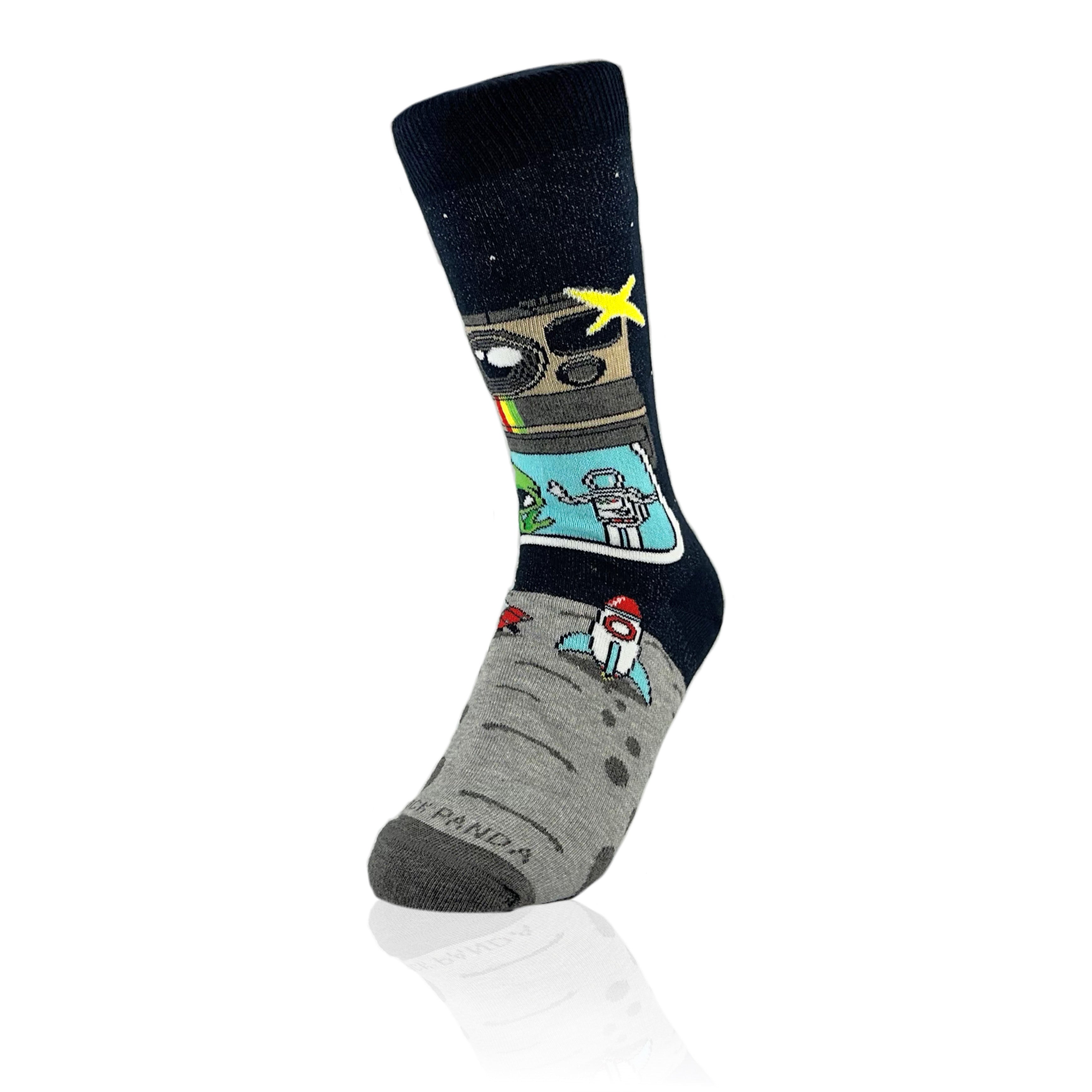 Space Alien Astronaut Selfie Socks from the Sock Panda (Adult Small)