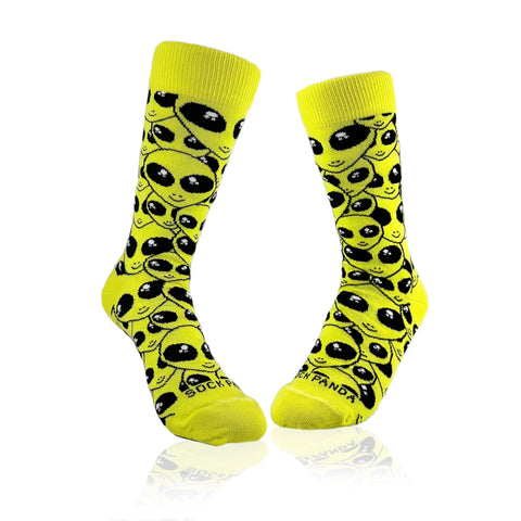 Alien Face Pattern Socks from the Sock Panda (Adult Small)