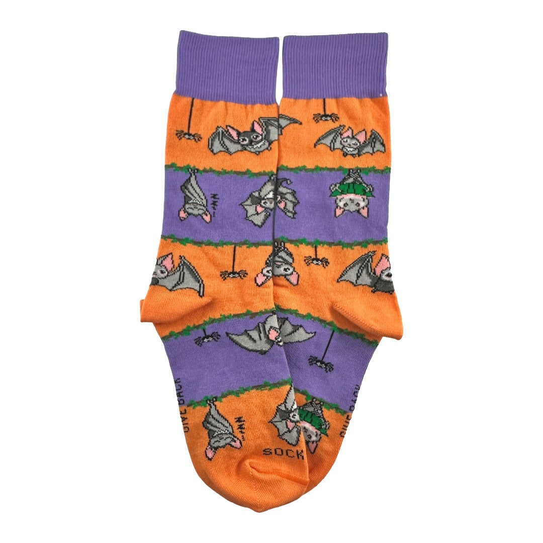 Bat Life Striped Socks from the Sock Panda (Adult Small - Shoe Sizes 2-5)