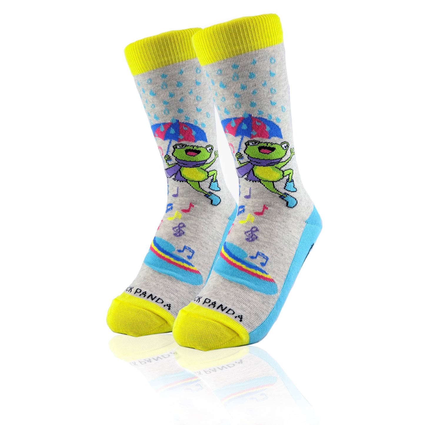 Dancing in the Rain Frog Socks from the Socks Panda (Adult Small)