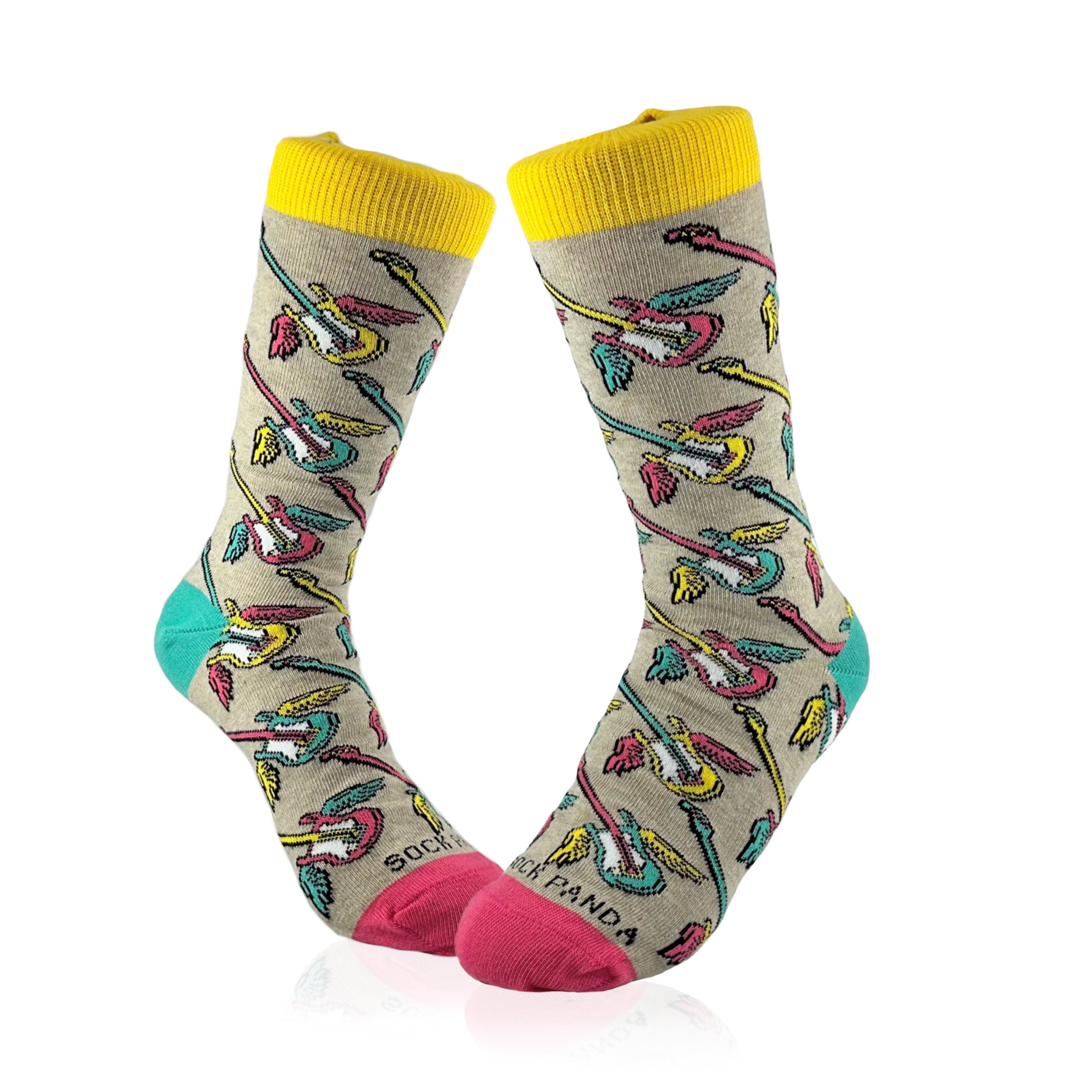 Flying Guitar Pattern Socks from the Sock Panda (Adult Small)