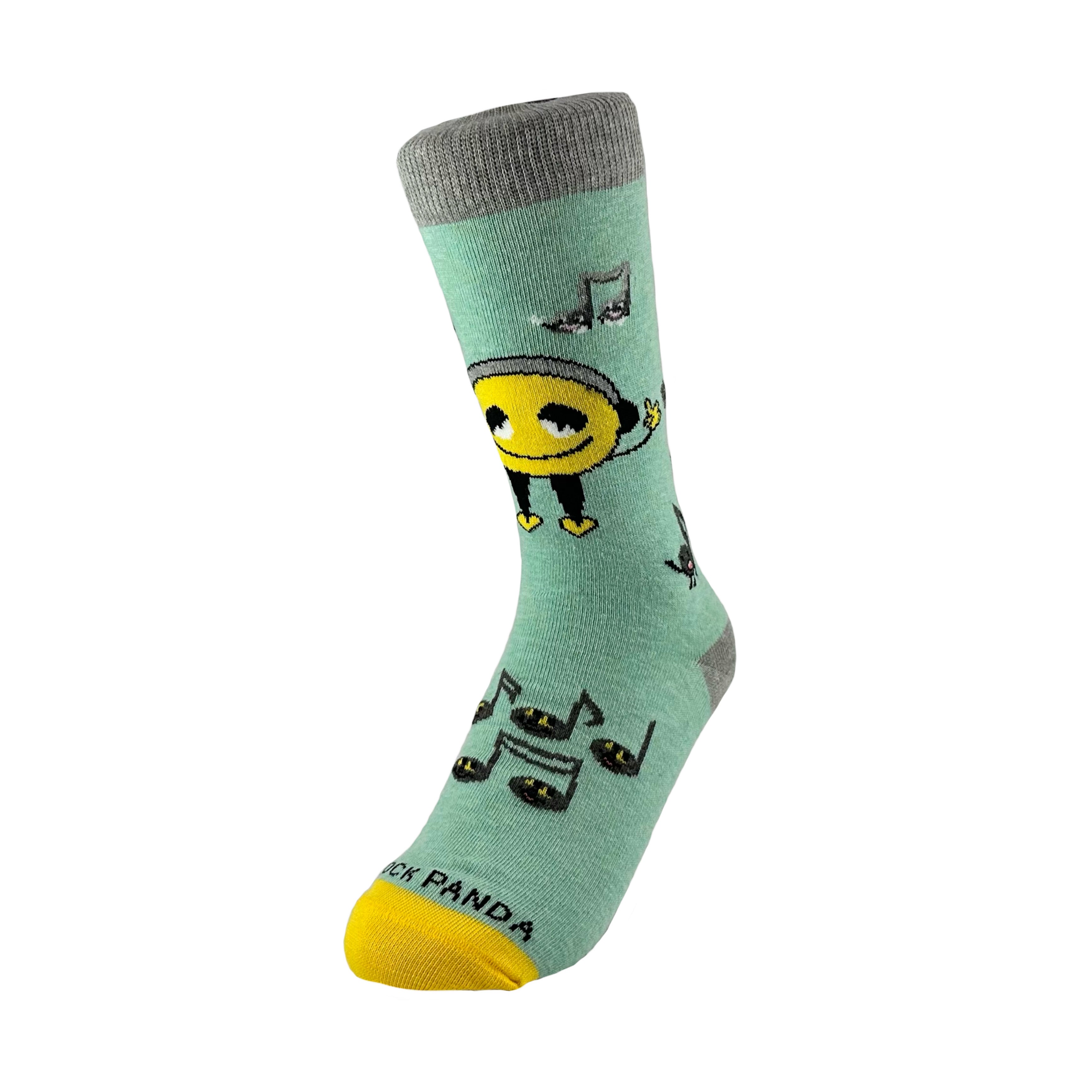 Musical Smiley Emoji Sock from the Sock Panda (Adult Small)
