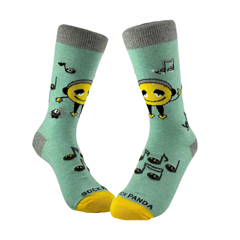 Musical Smiley Emoji Sock from the Sock Panda (Adult Small)