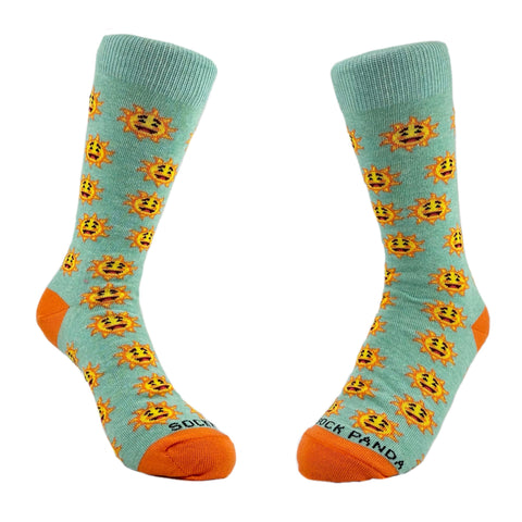Smiley Sun Face Patterned Sock Panda (Adult Small -  Shoe Sizes 2-5)