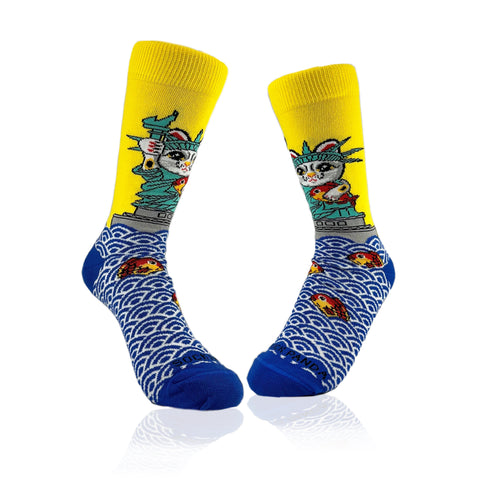 Cat Statue of Liberty Socks from the Sock Panda (Adult Small -  Shoe Sizes 2-5)