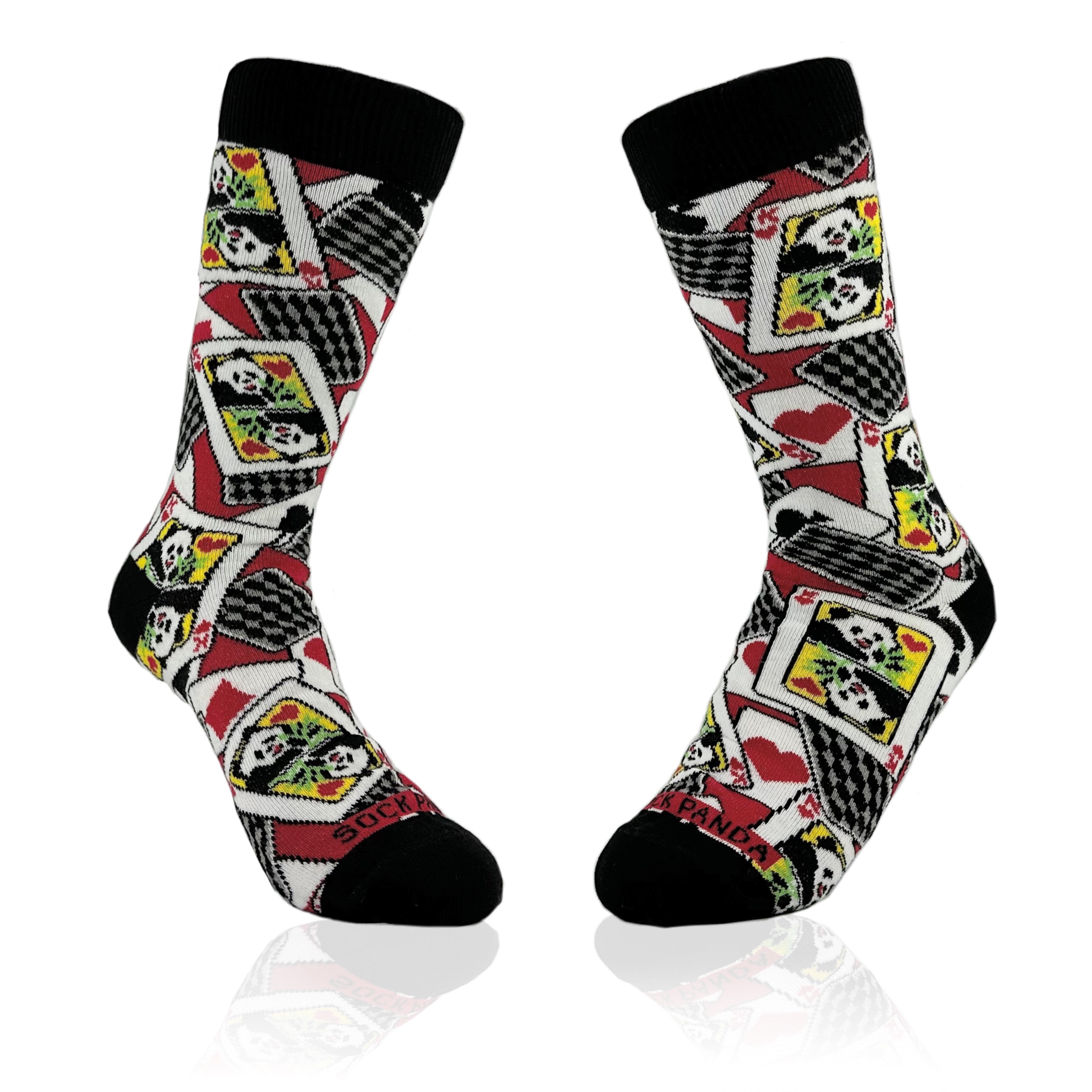 Panda Playing Cards Socks from the Sock Panda (Adult Small)