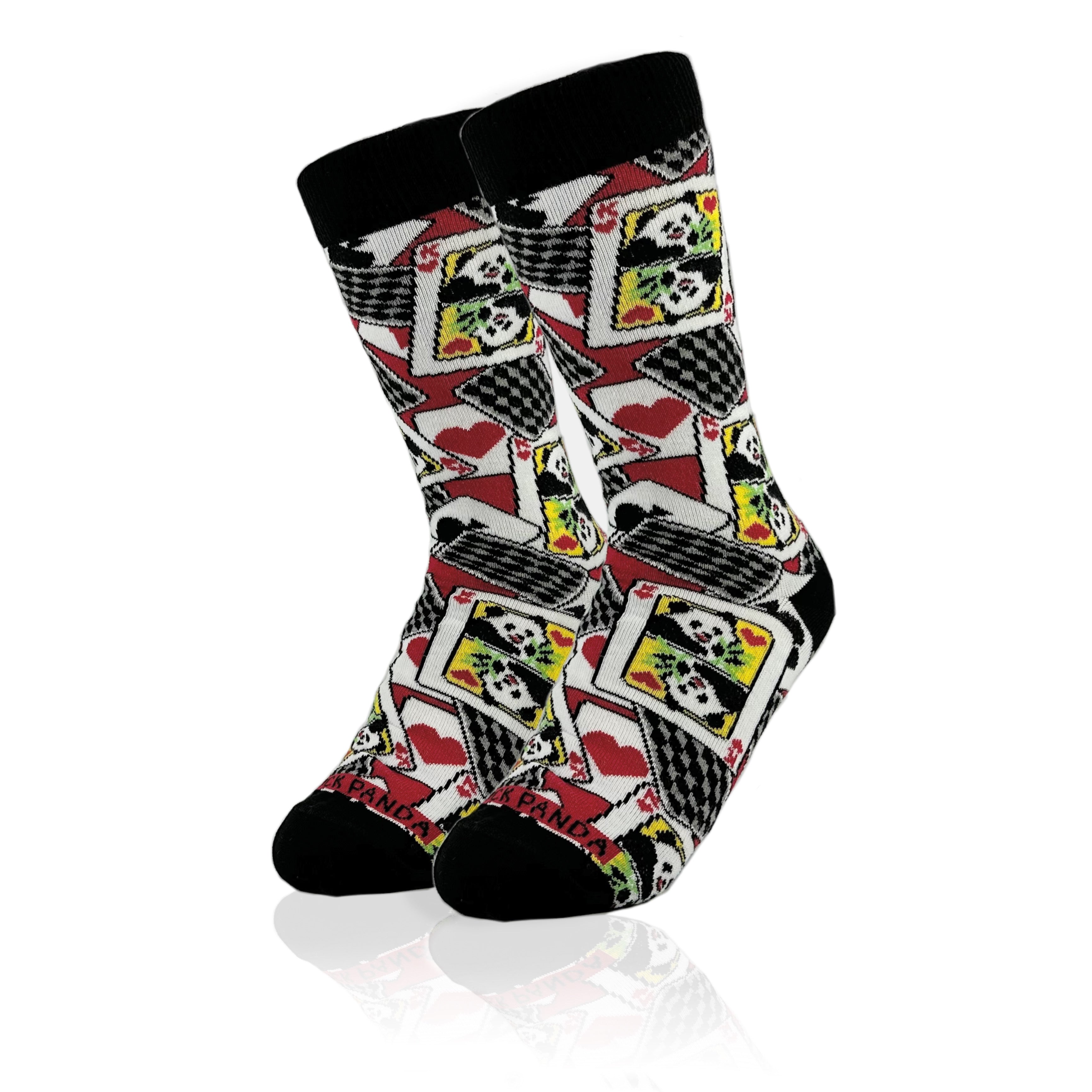 Panda Playing Cards Socks from the Sock Panda (Adult Small)