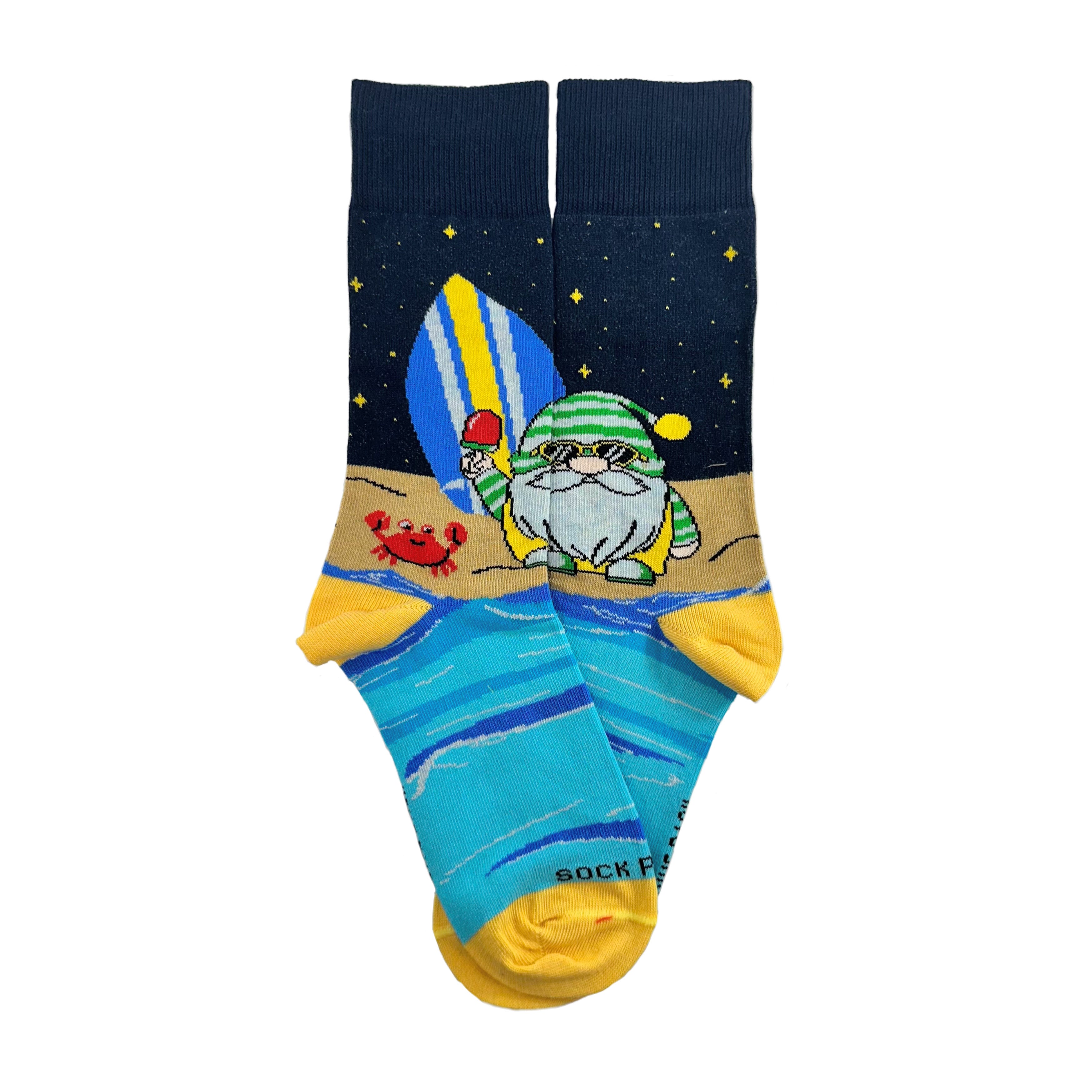 Gnome Surfer Socks from the Sock Panda (Adult Small - Shoe Sizes 2-5)