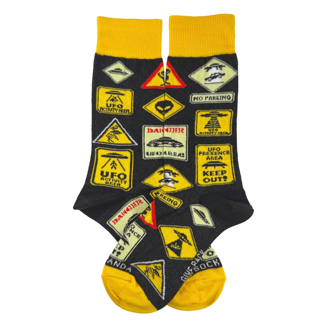 Alien Roadside Signs Socks from the Socks Panda (Adult Small)