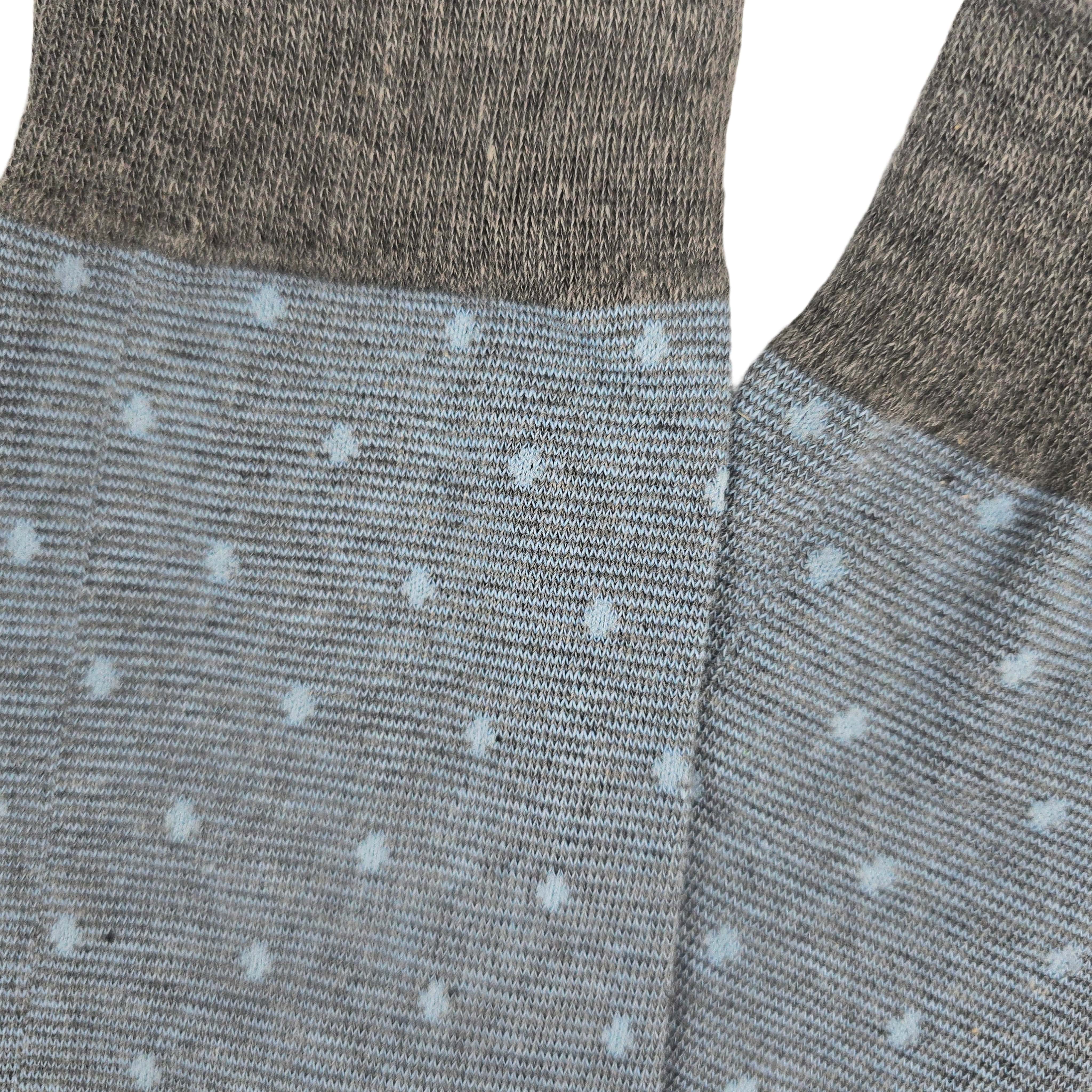 Blue Gray Polka Dot Jacquard Socks (Adult Large - Men's Shoe Sizes 8-12)