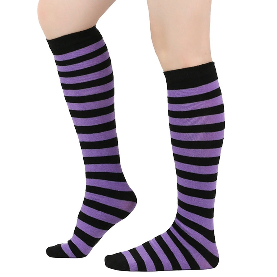 Thin Striped Patterned Socks (Knee High)