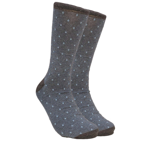 Blue Gray Polka Dot Jacquard Socks (Adult Large - Men's Shoe Sizes 8-12)