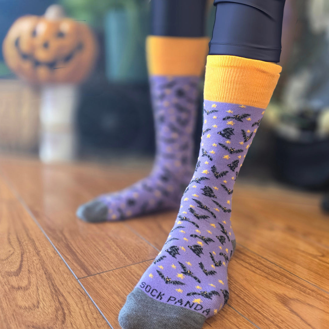 Purple Bat Pattern Socks from the Sock Panda (Adult Small - Shoe Sizes 2-5)