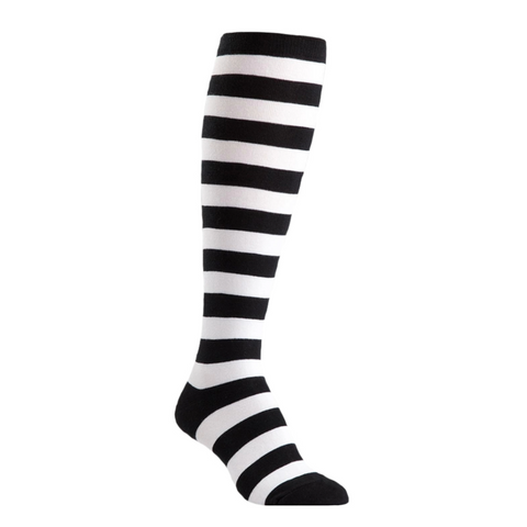 Striped Patterned Socks (Knee High) Black and White