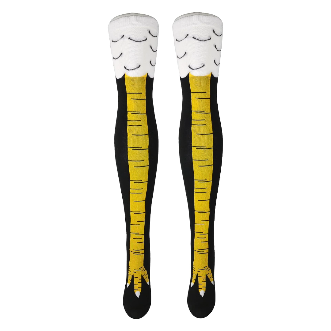 Funny Chicken Leg Socks (Thigh High) Black and Yellow