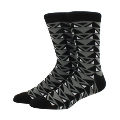 Black and Gray Triangle Socks from the Sock Panda (Adult Large)