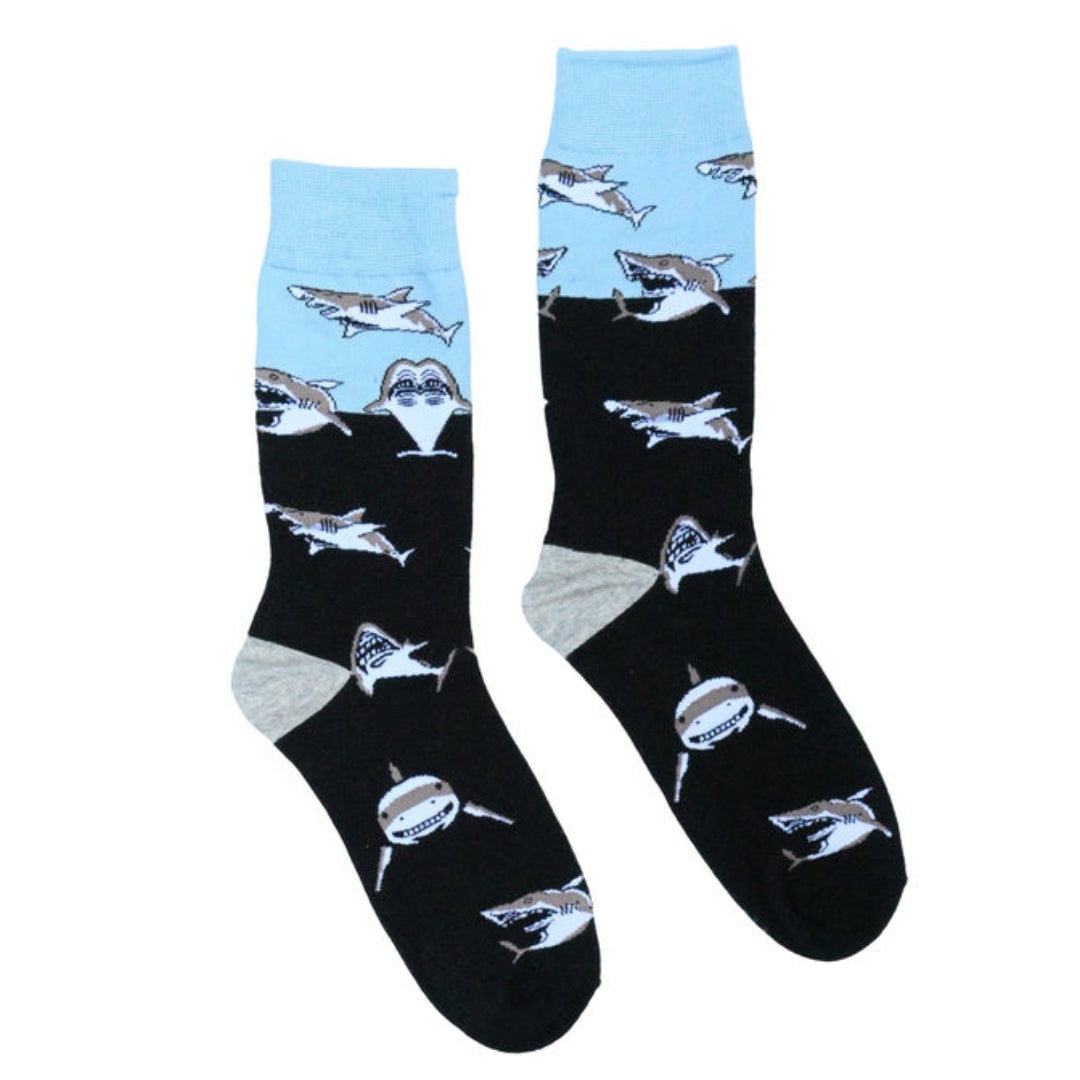 Sharks Swimming Socks from the Sock Panda (Adult Large - Men's Shoe Sizes 8-12)