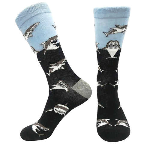 Sharks Swimming Socks from the Sock Panda (Adult Large - Men's Shoe Sizes 8-12)