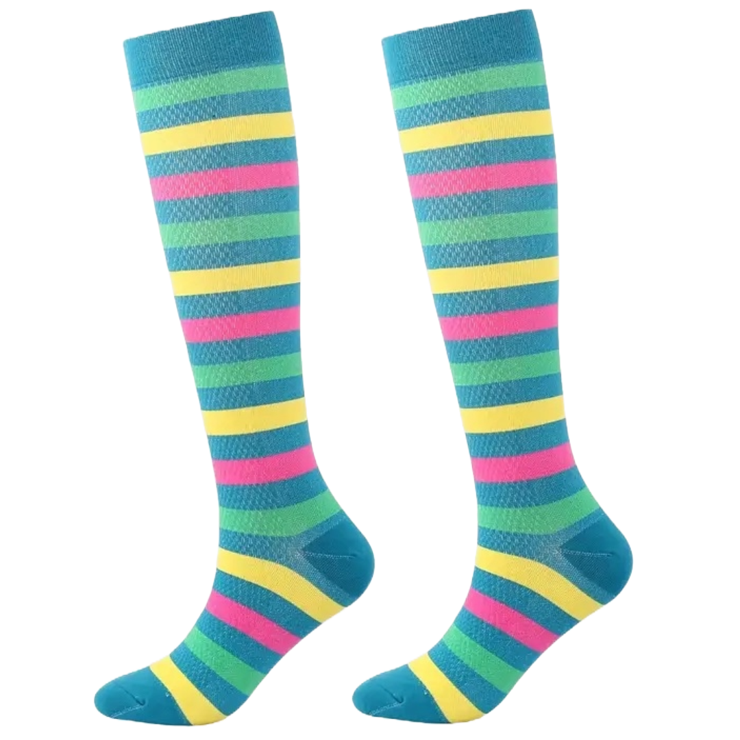 Teal Striped Knee High (Compression Socks)