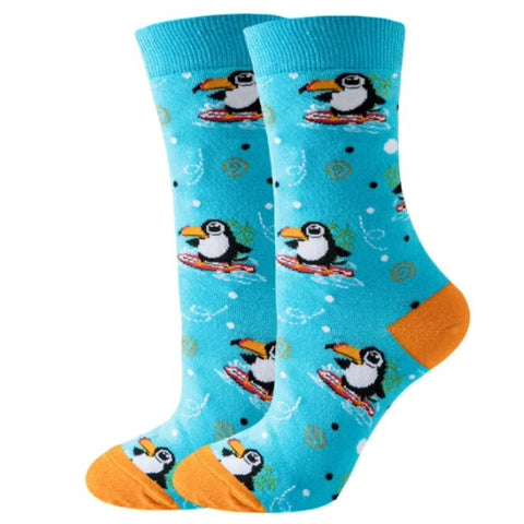 Toucans Surfing Pattern Socks (Adult Medium - Women's Shoe Sizes 5-10)